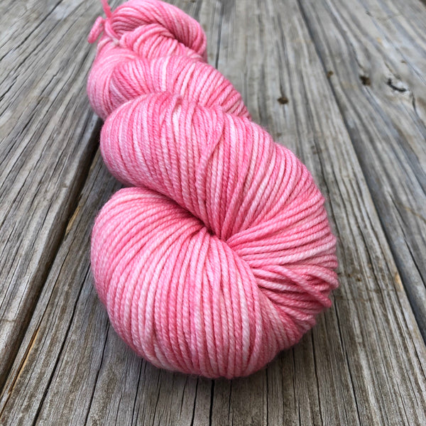 pink Hand Dyed Worsted Weight Yarn, Damsel in Distress, Treasured Warmth
