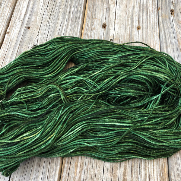 forest green Hand Dyed Worsted Weight Yarn, Land Ho! Treasured Warmth