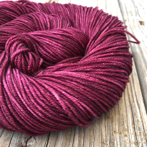 wine magenta Hand Dyed Worsted Weight Yarn, Song of the Sirens, Treasured Warmth