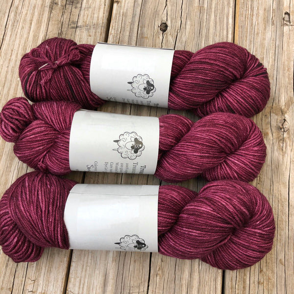 wine magenta Hand Dyed Worsted Weight Yarn, Song of the Sirens, Treasured Warmth