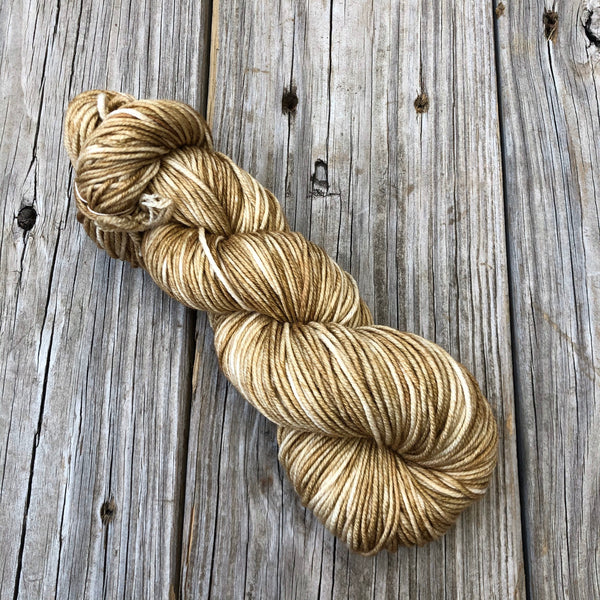 tan Hand Dyed Worsted Weight Yarn, Sandy Beach, Treasured Warmth