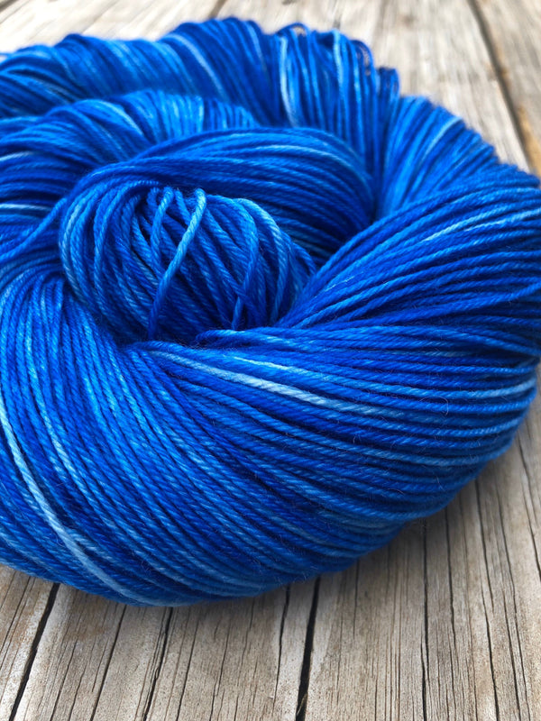 Hand Dyed Sock Yarn, Royal Blue, Swimmin with the Fishes, Treasured Toes