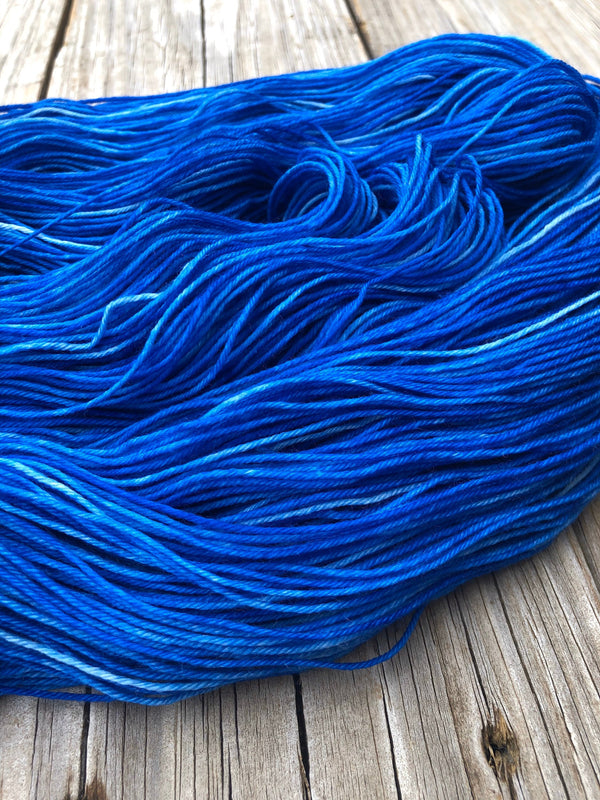 Hand Dyed Sock Yarn, Royal Blue, Swimmin with the Fishes, Treasured Toes