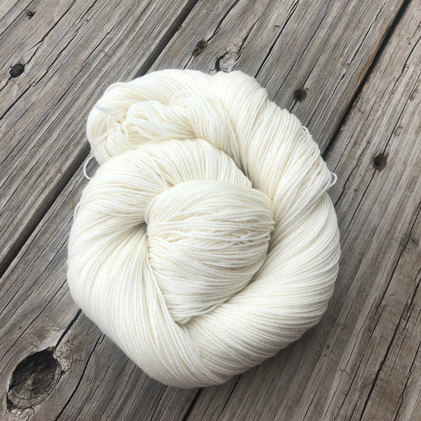 Hand Dyed Sock Yarn, natural cream ecru, White Sand Beaches, Treasured Toes Sock Yarn, fingering weight