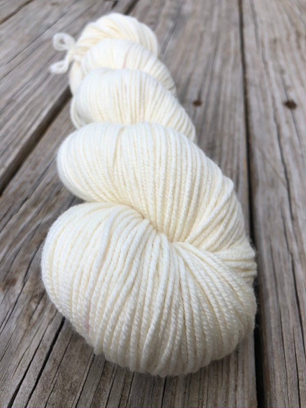 natural cream ecru Hand Dyed Worsted Weight Yarn, White Sand Beaches, Treasured Warmth