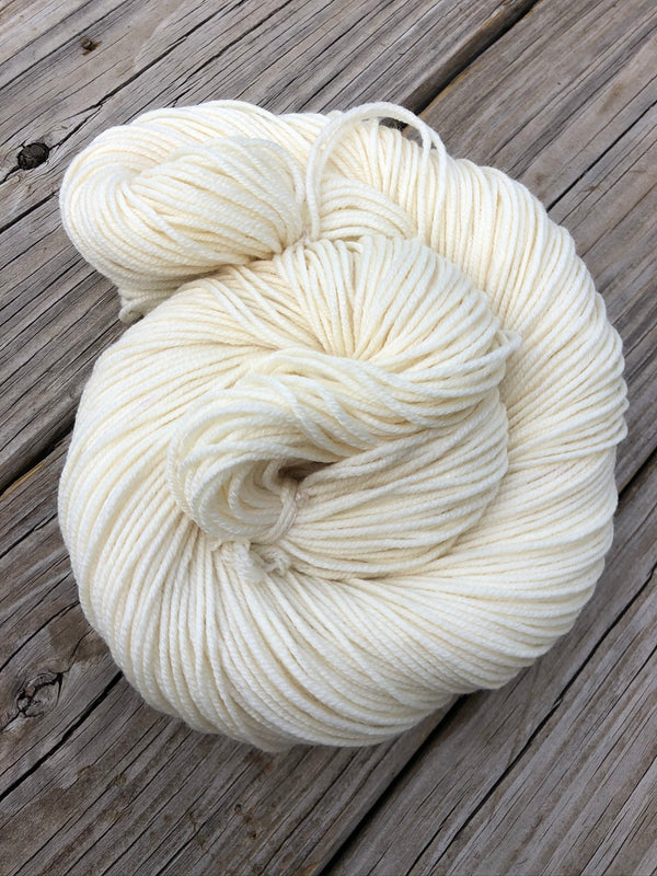 natural cream ecru Hand Dyed Worsted Weight Yarn, White Sand Beaches, Treasured Warmth