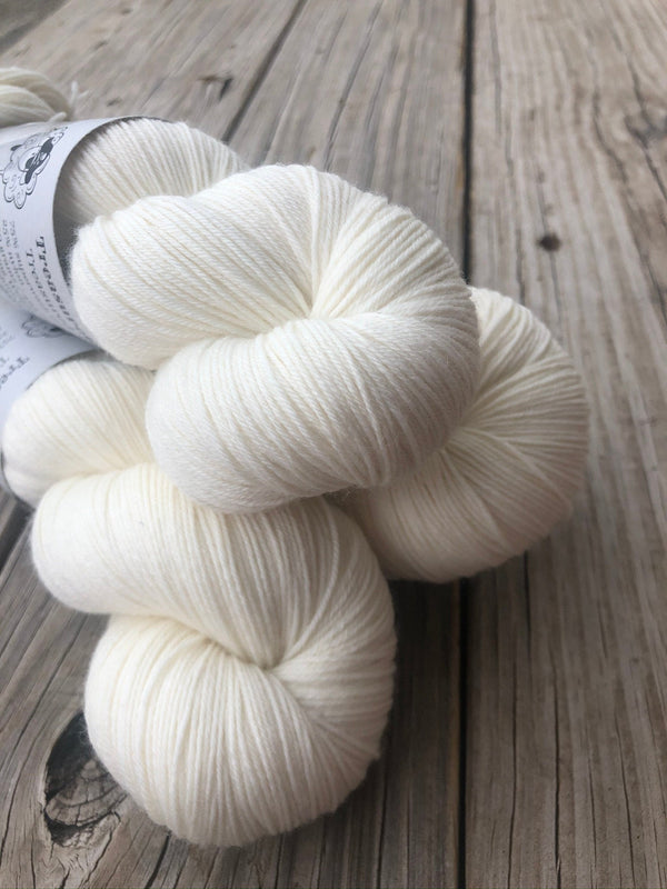 Hand Dyed Sock Yarn, natural cream ecru, White Sand Beaches, Treasured Toes Sock Yarn, fingering weight