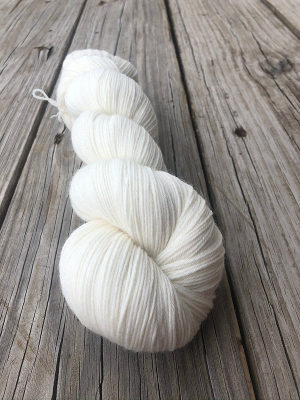 Hand Dyed Sock Yarn, natural cream ecru, White Sand Beaches, Treasured Toes Sock Yarn, fingering weight