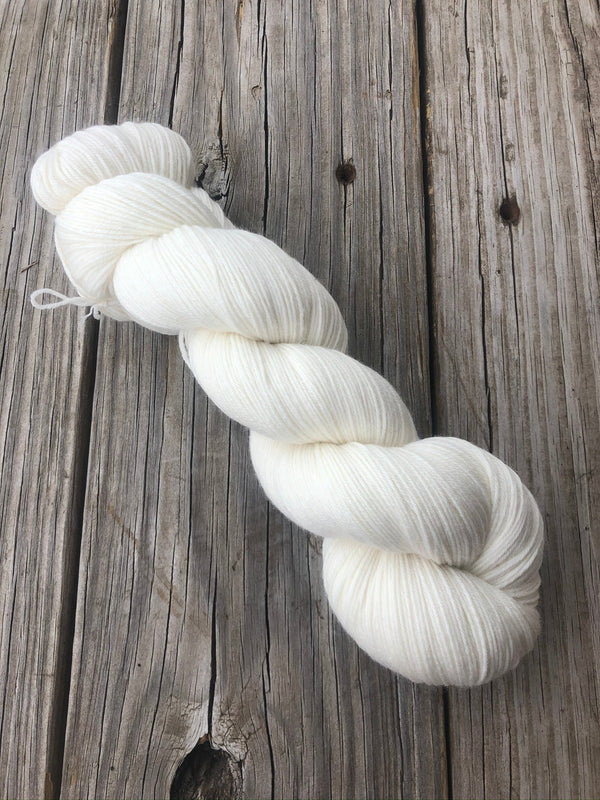 Hand Dyed Sock Yarn, natural cream ecru, White Sand Beaches, Treasured Toes Sock Yarn, fingering weight