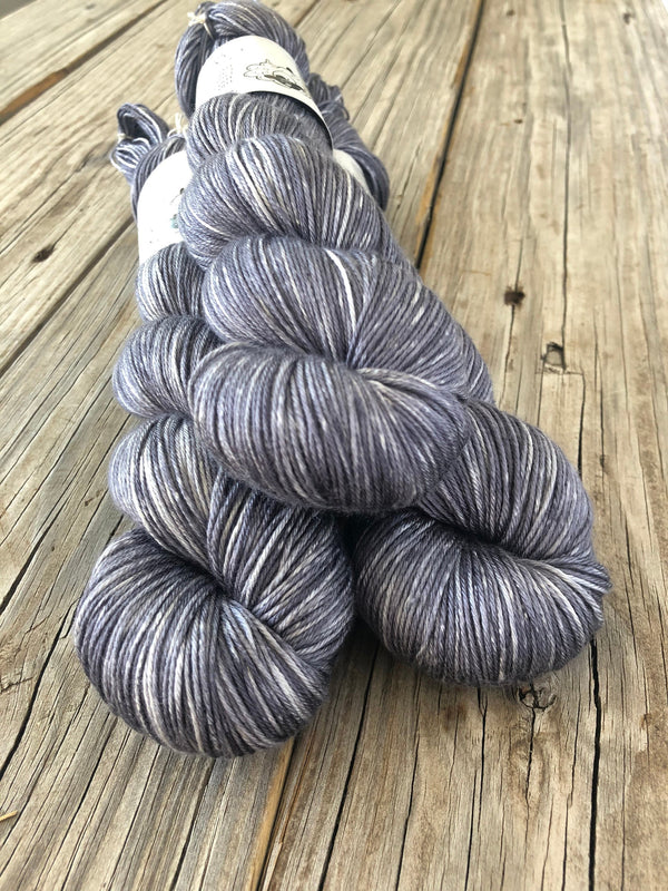 Hand Dyed Silk Yarn, Ghost Ship, gray, fingering weight yarn