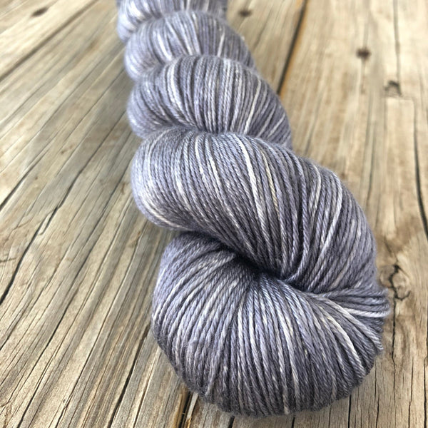 Hand Dyed Silk Yarn, Ghost Ship, gray, fingering weight yarn