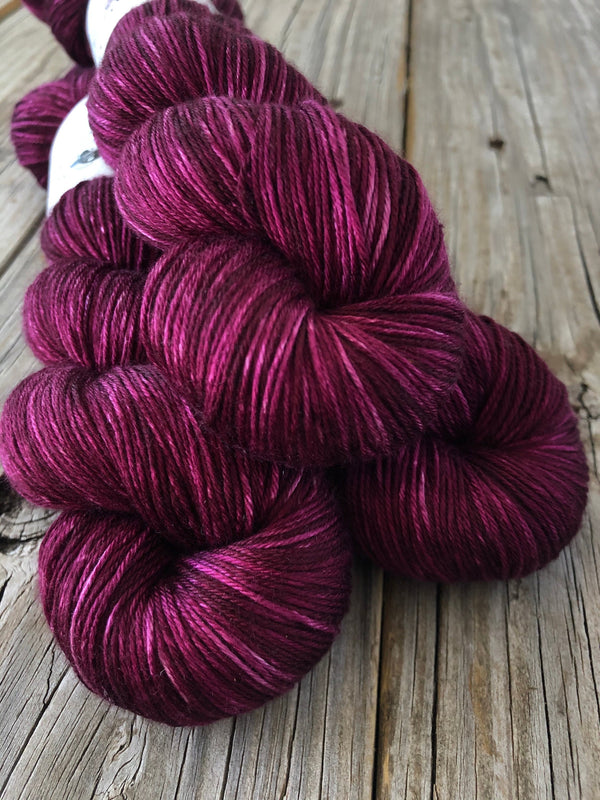 Pure Silk Yarn, wine magenta, Fingering Weight Yarn, Song of the Sirens