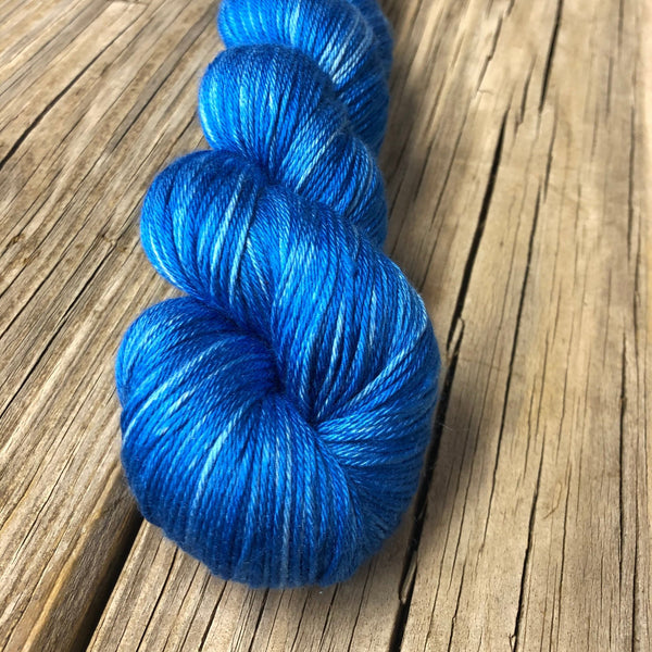 Pure Silk Yarn, sapphire blue, fingering weight yarn, Swimmin’ with the Fishes