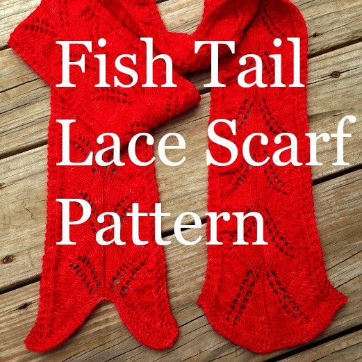 PDF Fish Tail Lace Scarf Knitting Pattern Sock Yarn Digital Download Fingering Weight sockyarn scarf pattern treasuregoddess