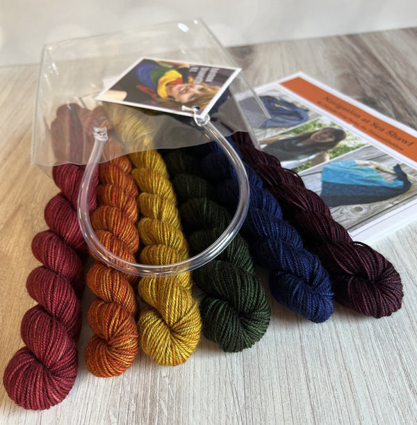 Rainbow Shawl Knitting Kit, Gradient Sock Yarn Mini Skein Set