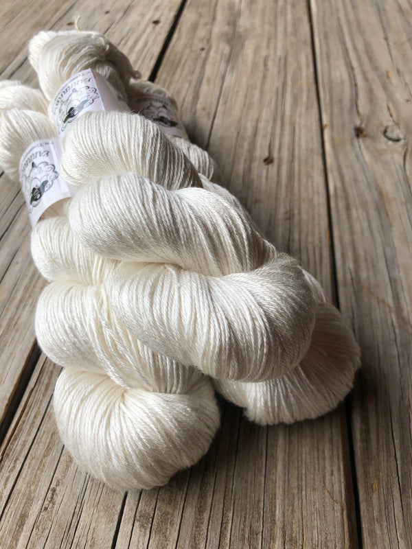 White Sand Beaches, Cream Off-White, Pure Silk Riches Yarn, Fingering Weight Yarn