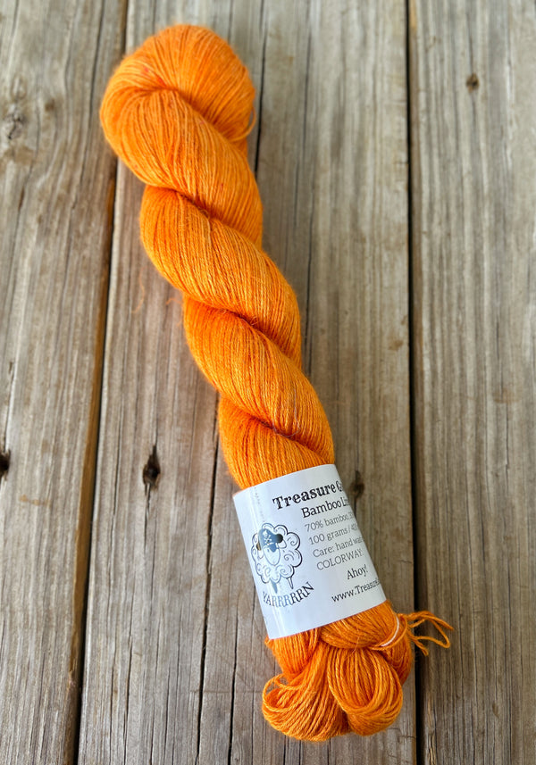 Ahoy! Orange Bamboo Linen Treasures Yarn, Fingering Weight Yarn