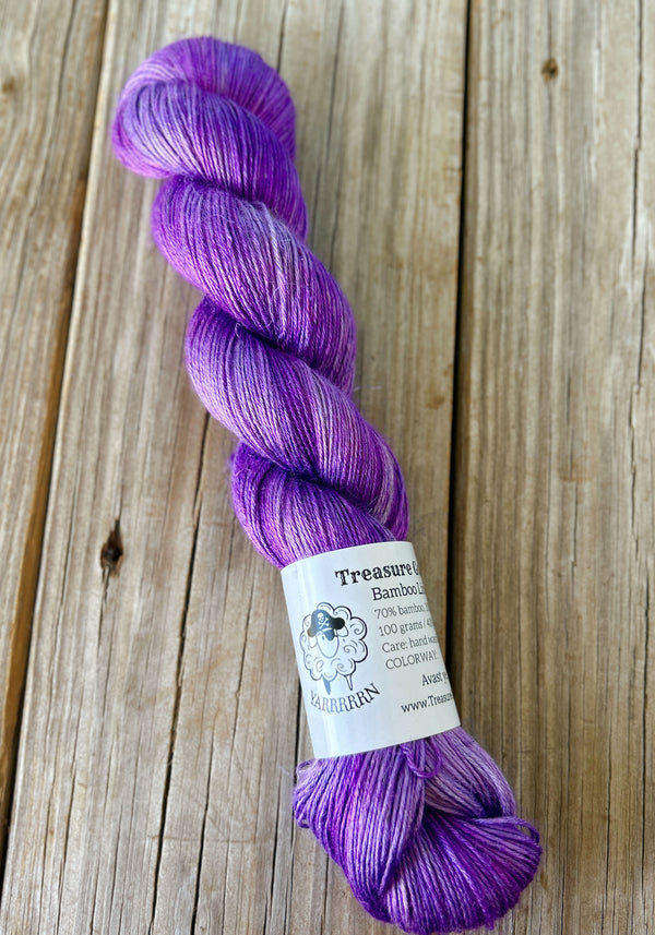 Avast ye Wildcats, lilac purple Bamboo Linen Treasures Yarn, Fingering Weight Yarn