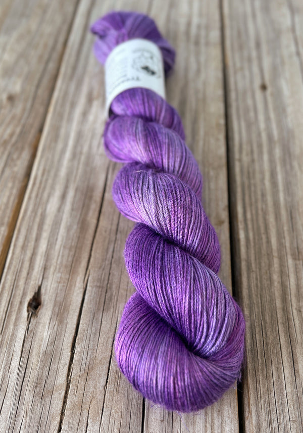 Avast ye Wildcats, lilac purple Bamboo Linen Treasures Yarn, Fingering Weight Yarn