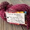 Handspun Bulky Yarn, Polwarth Wool Tussah Silk, burgundy wine, 2 ply, 153 yards