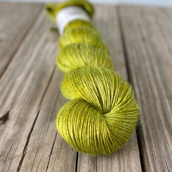 Cap'n Chartreuse, Chartreuse Green Bamboo Linen Treasures Yarn, Fingering Weight Yarn