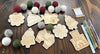 Christmas Memories DIY Garland Kit - Fireplace, Mittens, Snowflake - Color Your Own Ornaments