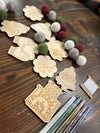 Christmas Memories DIY Garland Kit - Fireplace, Mittens, Snowflake - Color Your Own Ornaments