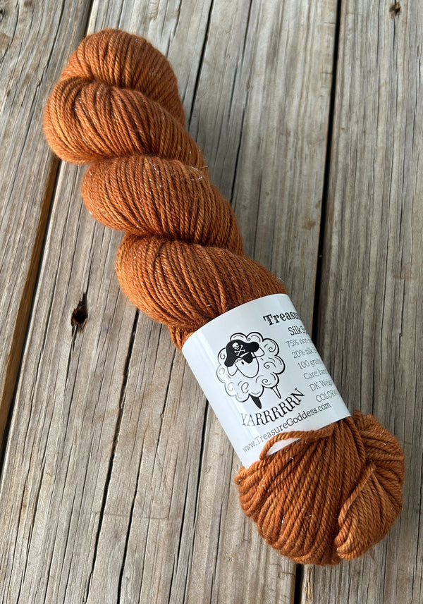 Copper Cove, Silk Sparkle DK Treasures Yarn, extra fine merino wool, silk, stellina