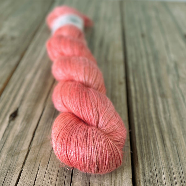 Coral Reef, Pink Orange Bamboo Linen Treasures Yarn, Fingering Weight Yarn