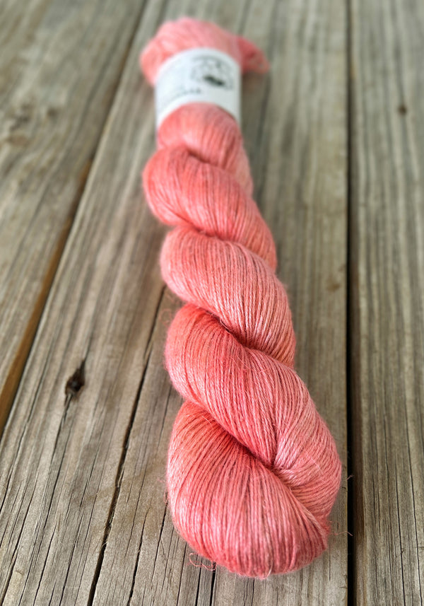 Coral Reef, Pink Orange Bamboo Linen Treasures Yarn, Fingering Weight Yarn