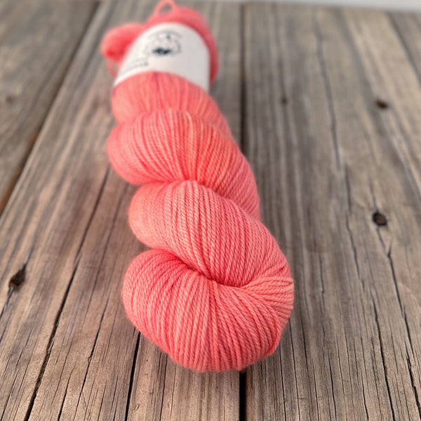 Coral Reef, Coral Pink Peach, Organic Merino Sport Treasures Yarn, hand dyed yarn