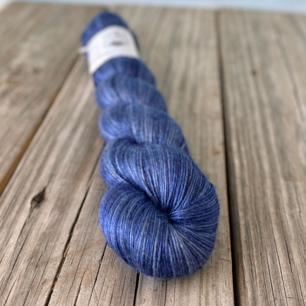 Fathoms Deep, Navy Midnight Blue Bamboo Linen Treasures Yarn, Fingering Weight Yarn
