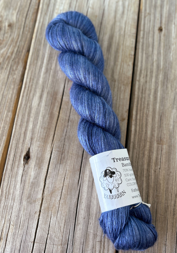 Fathoms Deep, Navy Midnight Blue Bamboo Linen Treasures Yarn, Fingering Weight Yarn
