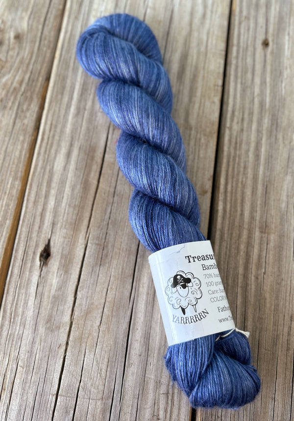 Fathoms Deep, Navy Midnight Blue Bamboo Linen Treasures Yarn, Fingering Weight Yarn