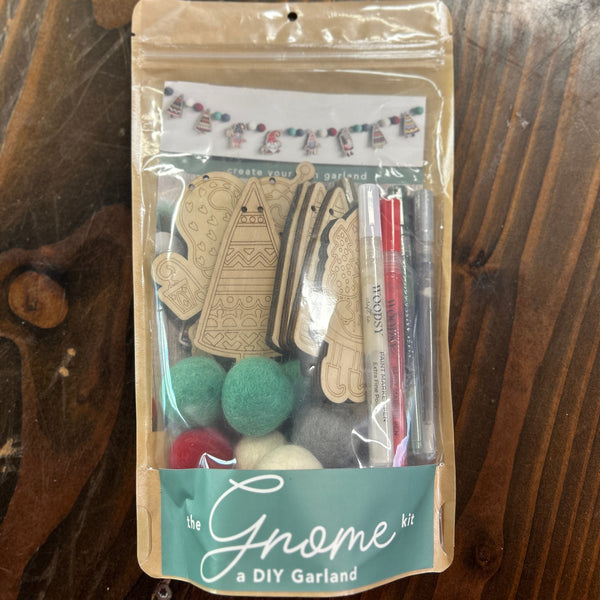 Gnome DIY Garland Kit - Gnome for the Holidays - Color Your Own Ornaments