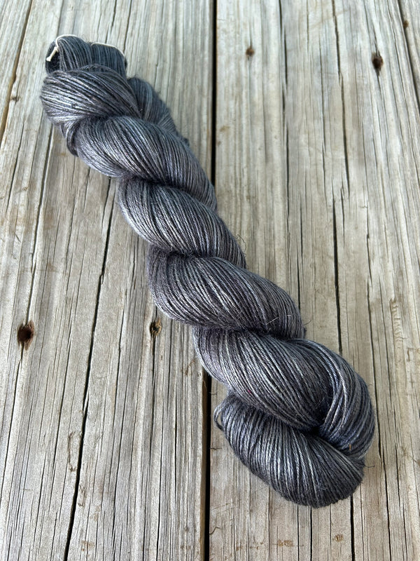 Gunpowder, dark charcoal gray Bamboo Linen Treasures Yarn, Fingering Weight Yarn