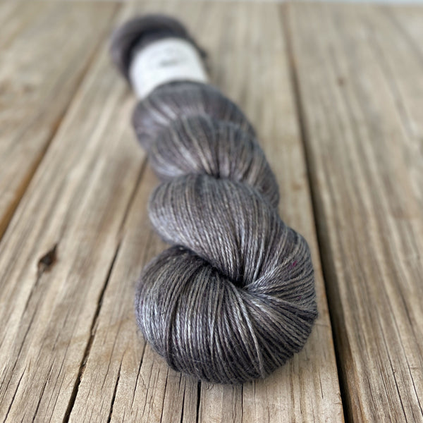 Gunpowder, dark charcoal gray Bamboo Linen Treasures Yarn, Fingering Weight Yarn