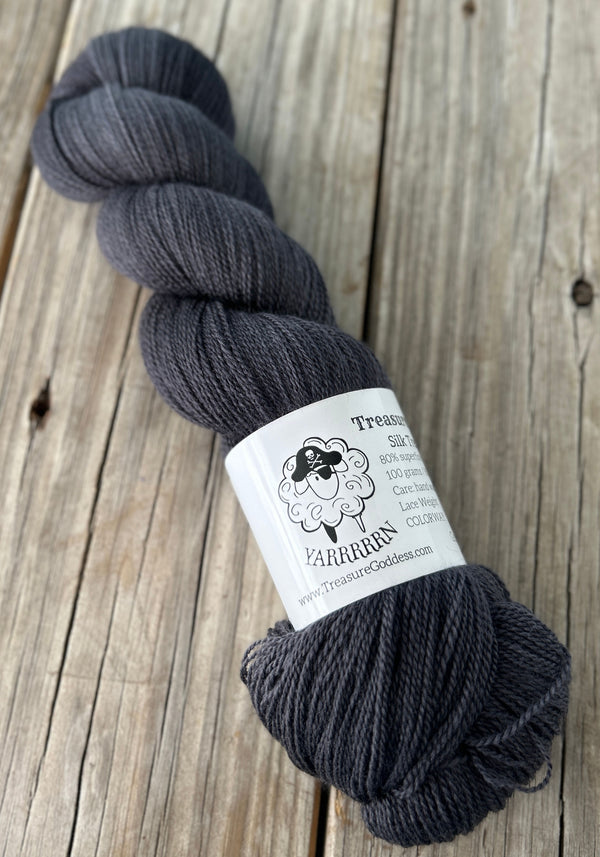 40% Off Gunpowder, Charcoal Gray, Silk Treasures Lace Yarn