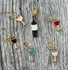 Wine Glass Stitch Marker Set with Wine Bottle Progress Keeper, Set of 6 stitch markers