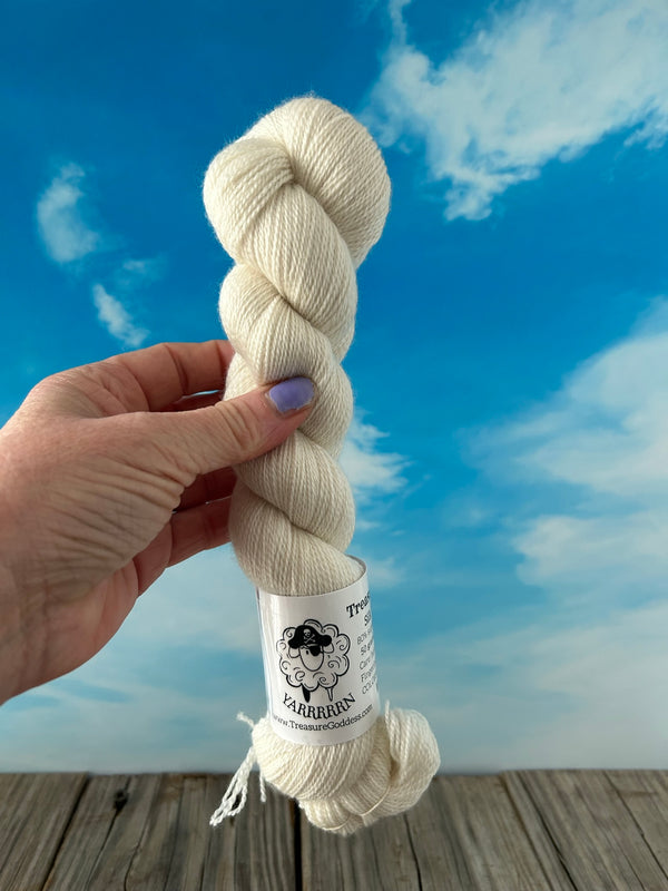 White Sand Beaches, Cream Off White, 50 gram half skein, Silk Treasures Lace Yarn