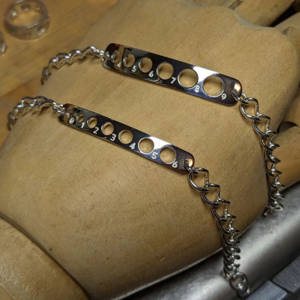 Sterling Silver Knitting Needle Gauge Plate Bracelet