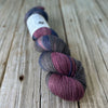 KC Nights, berry pink blue gray hand dyed sock yarn, Treasured Yak Toes Sock Yarn, OOAK