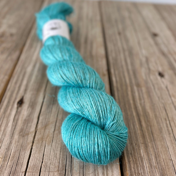 Kiss From A Mermaid, teal Bamboo Linen Treasures Yarn, Fingering Weight Yarn