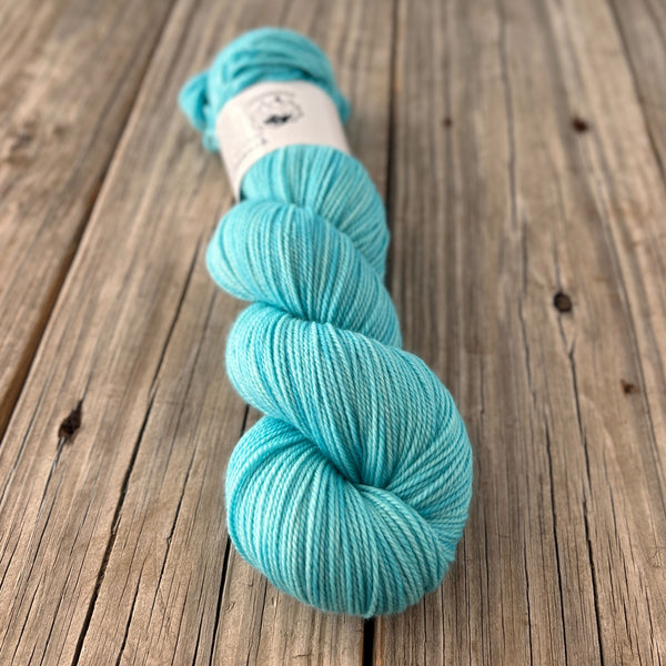 Kiss From a Mermaid, Light Turquoise Teal, Organic Merino Sport Treasures Yarn, hand dyed yarn