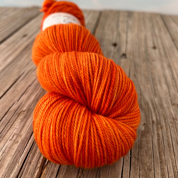 Lusty Wench, Organic Merino Sport Treasures Yarn, rich orange yarn