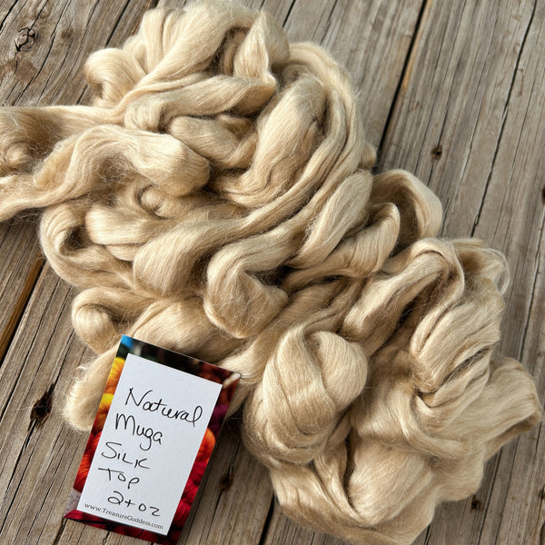 combed top for spinning Natural Muga Silk Combed Top, Spinning Fiber Roving, 2oz