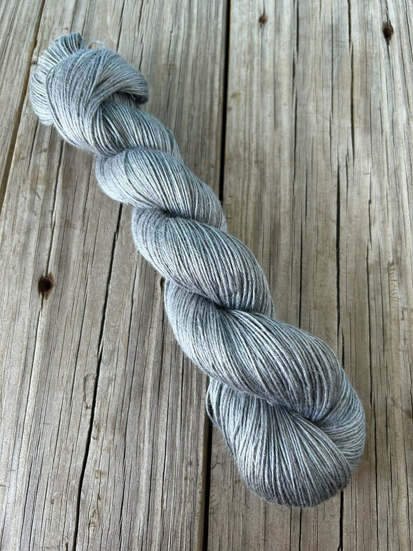 Pieces of Eight, silver gray Bamboo Linen Treasures Yarn, Fingering Weight Yarn
