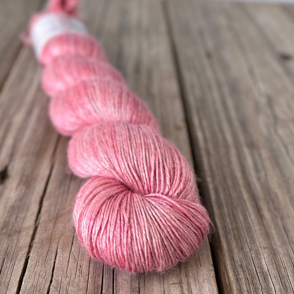 Perfect Shell, Pink Bamboo Linen Treasures Yarn, Fingering Weight Yarn