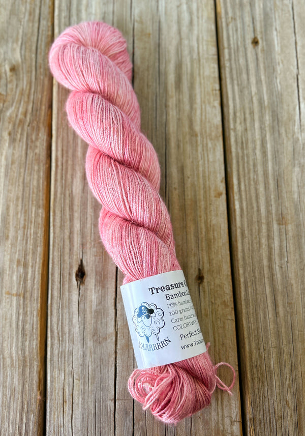 Perfect Shell, Pink Bamboo Linen Treasures Yarn, Fingering Weight Yarn