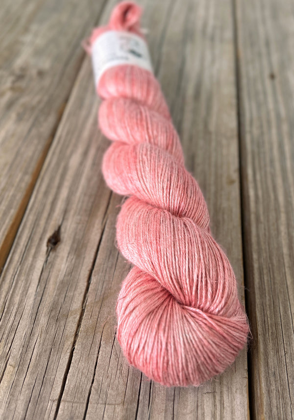 Perfect Shell, Pink Bamboo Linen Treasures Yarn, Fingering Weight Yarn